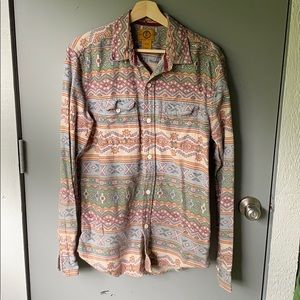 Abstract Print Button Down